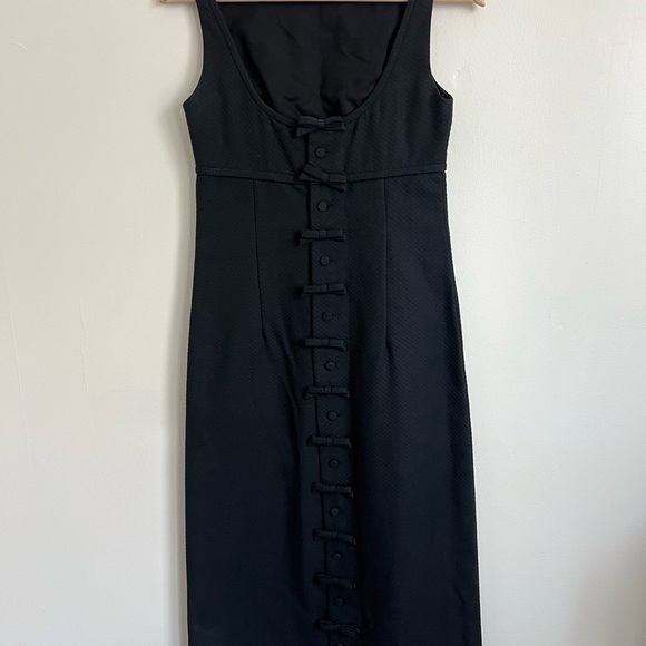 Vintage 60’s Lanz Black Textured Empire Waist Maxi Button Back Dress - Picture 4 of 6